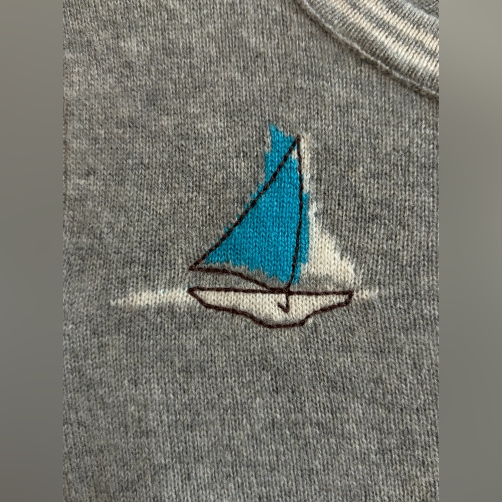 J. Crew Short Sleeve Cashmere Nautical Ship Embroidery T-Shirt Tee Shirt Top - Picture 4 of 13